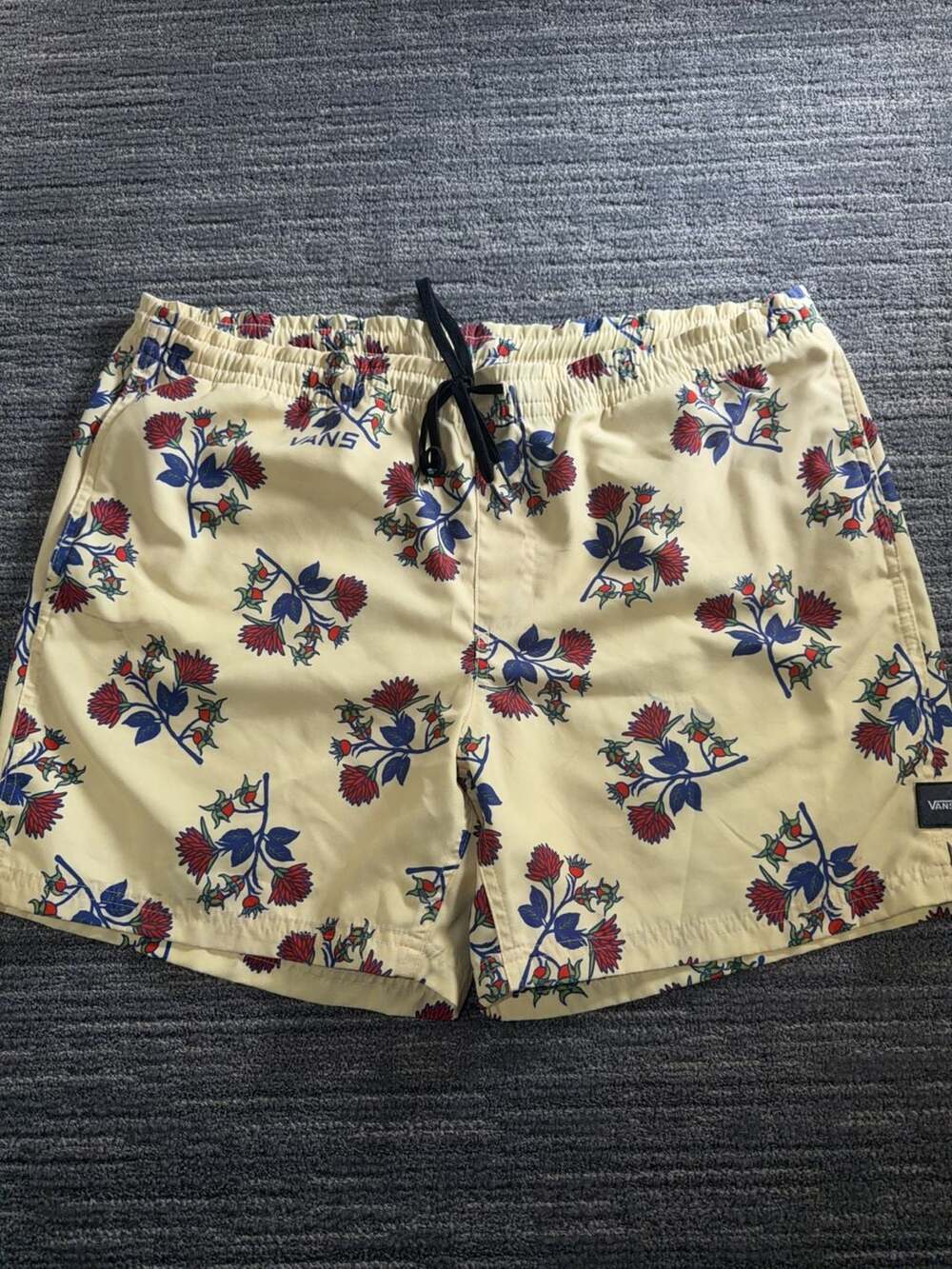 Vans Floral Print Elastic Waist Board Shorts Yellow XL